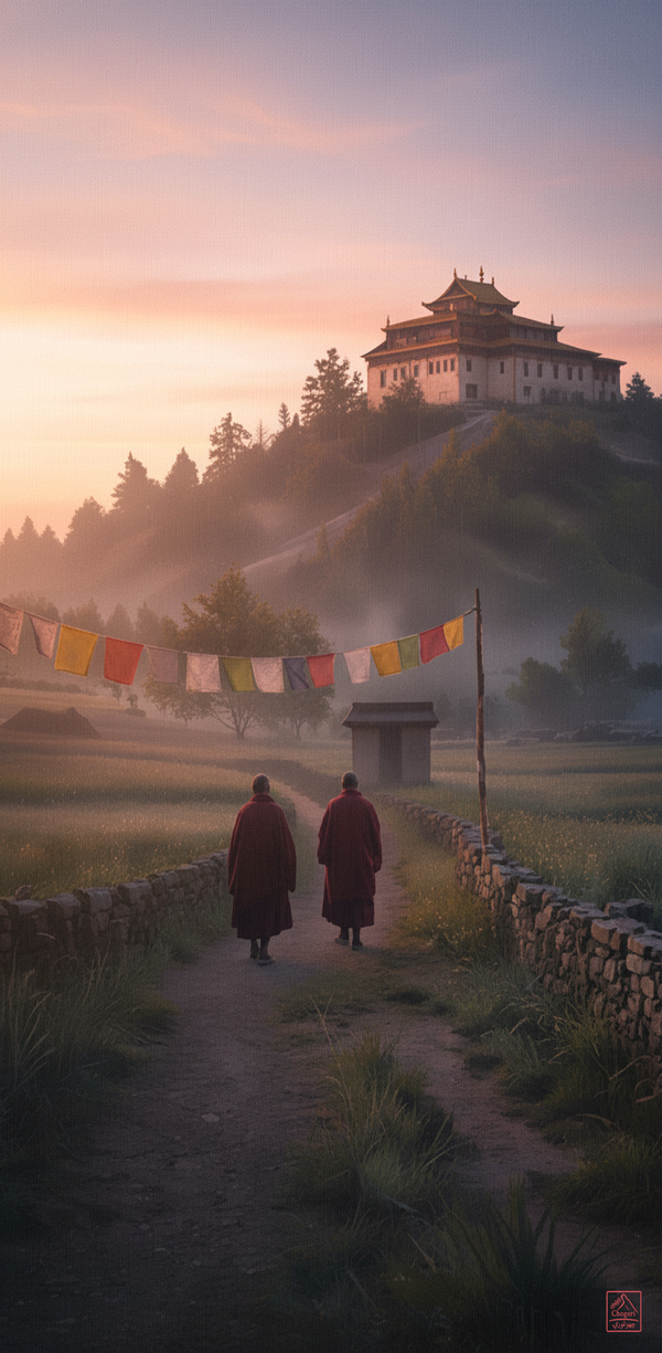 Gompa in the Dew of First Morning Light