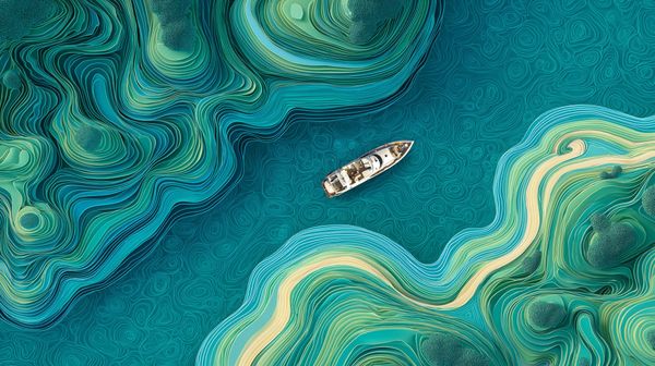 Vista panoramica di uno yacht che naviga in un mare innovativo, creativo e strategico