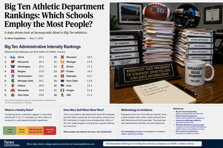 Which Big Ten Schools Have the Biggest Athletic Bureaucracies?