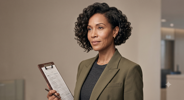 A healthcare advocate holding a clipboard stands next to a graphic titled "Your 6-Step Referral Checklist," outlining steps to successfully track a medical specialist referral.