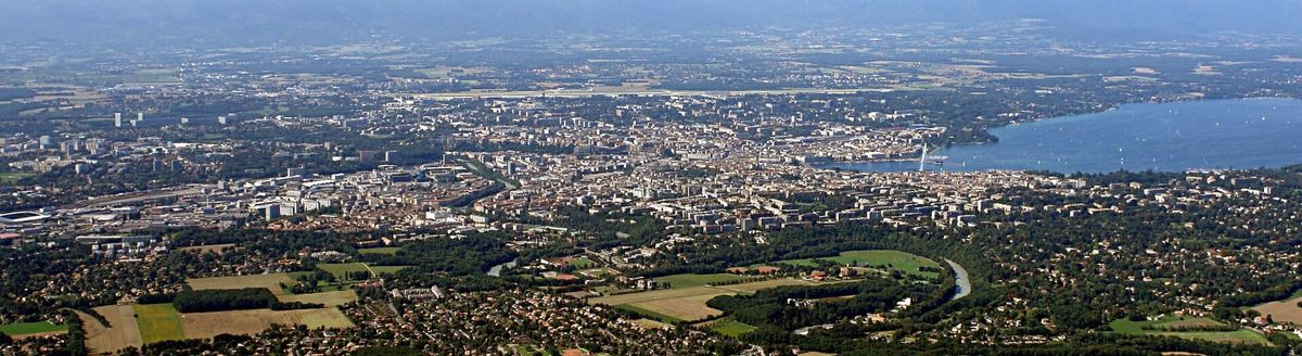 Blick vom Salève auf Genf und den Genfersee