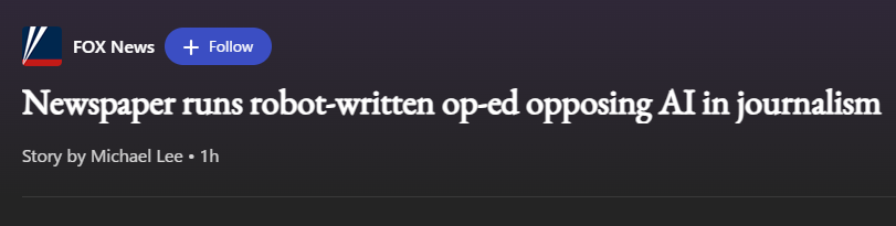 Newspaper runs robot-written op-ed opposing AI in journalism