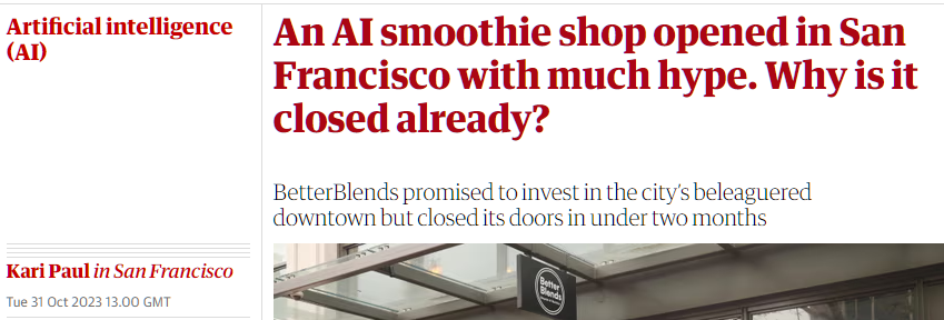 An AI smoothie shop opened in San Francsisco with much hype. Why is it closed already?
