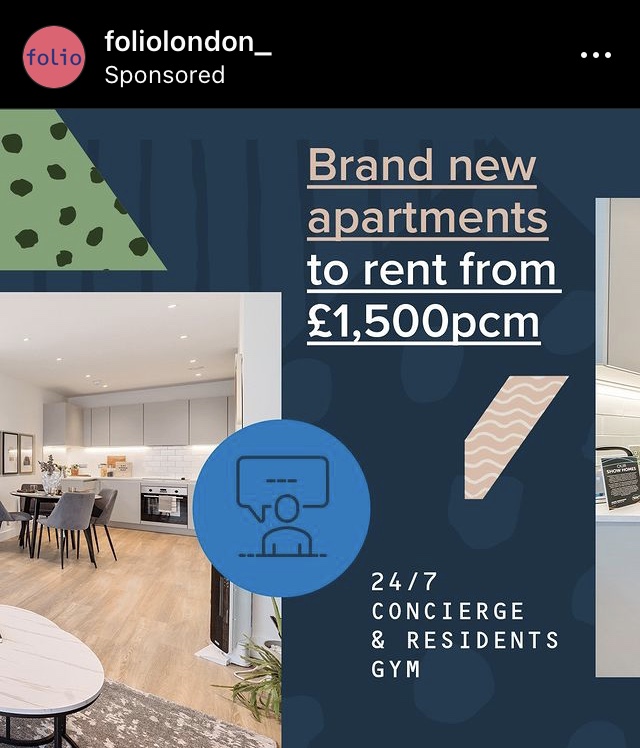 Folio London apartments advertised from £1500/month