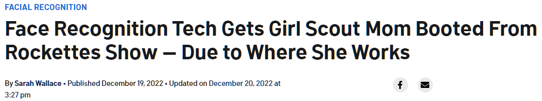 Face Recognition Tech Gets Girl Scout Mom Booted From Rockettes Show — Due to Where She Works