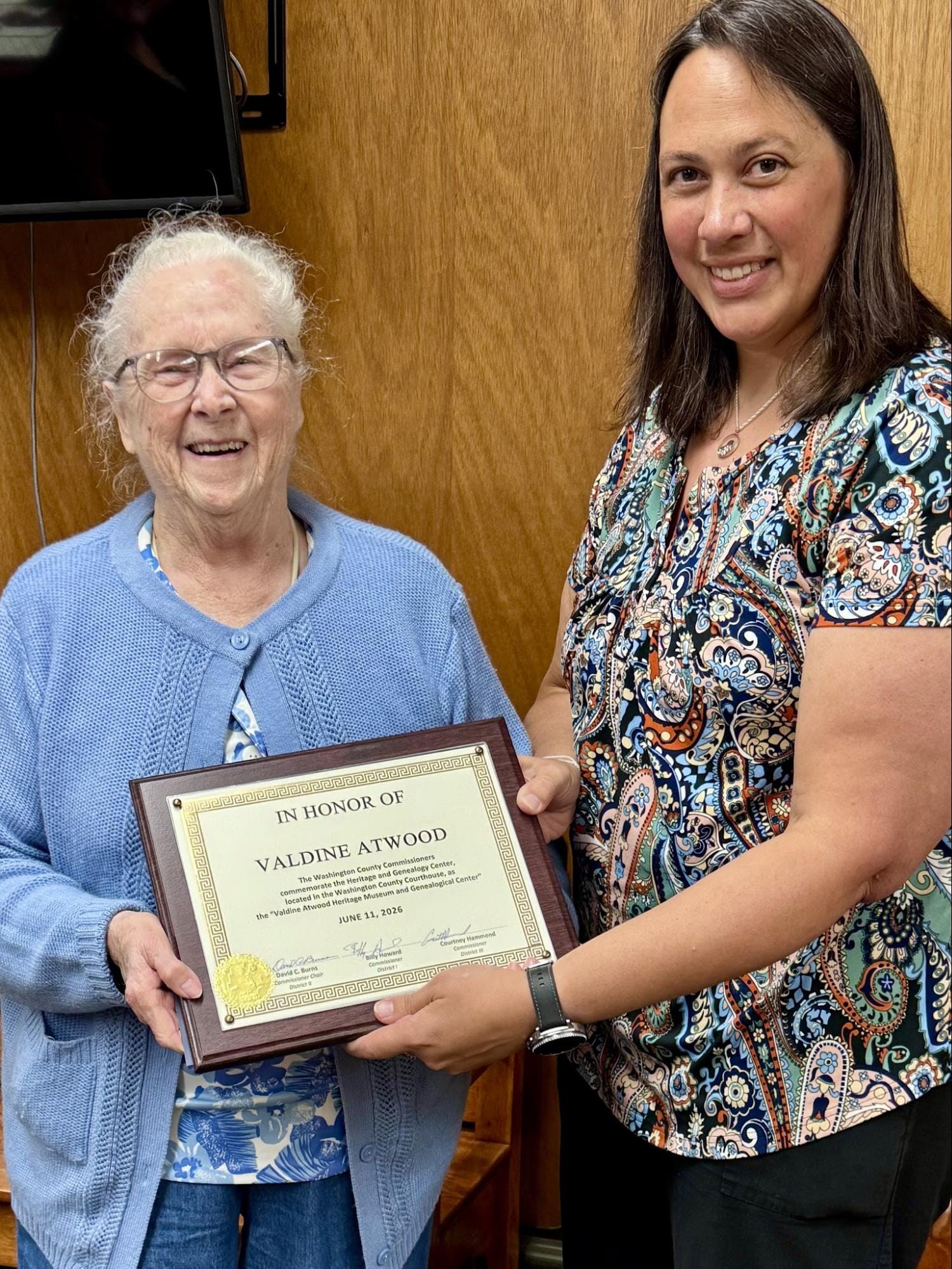 Machias Historian’s Work Honored as Commissioners Dedicate the Valdine Atwood Heritage Museum and Genealogical Center