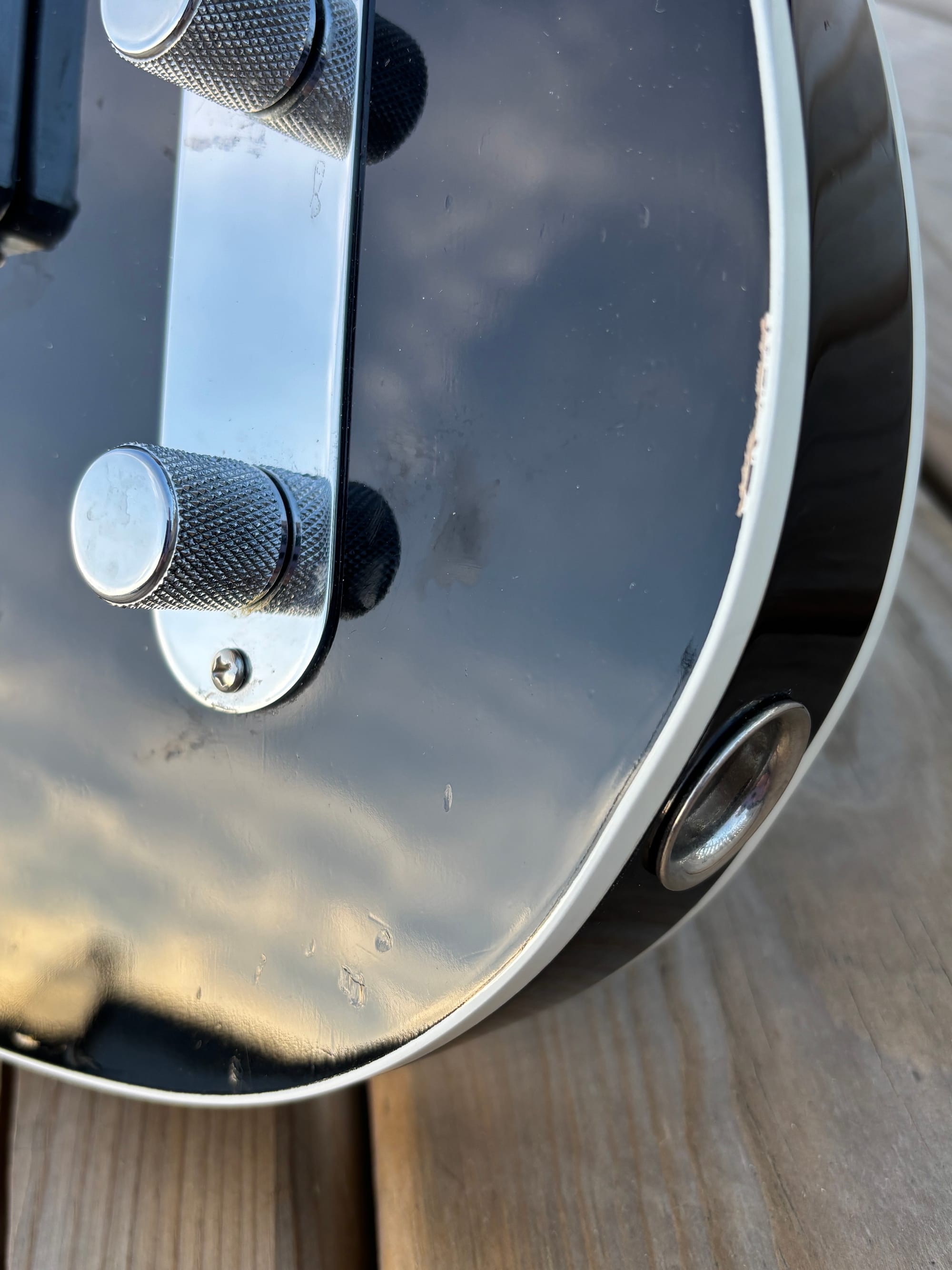 Photo: Random dings and scratches on guitar body, results of first owner?