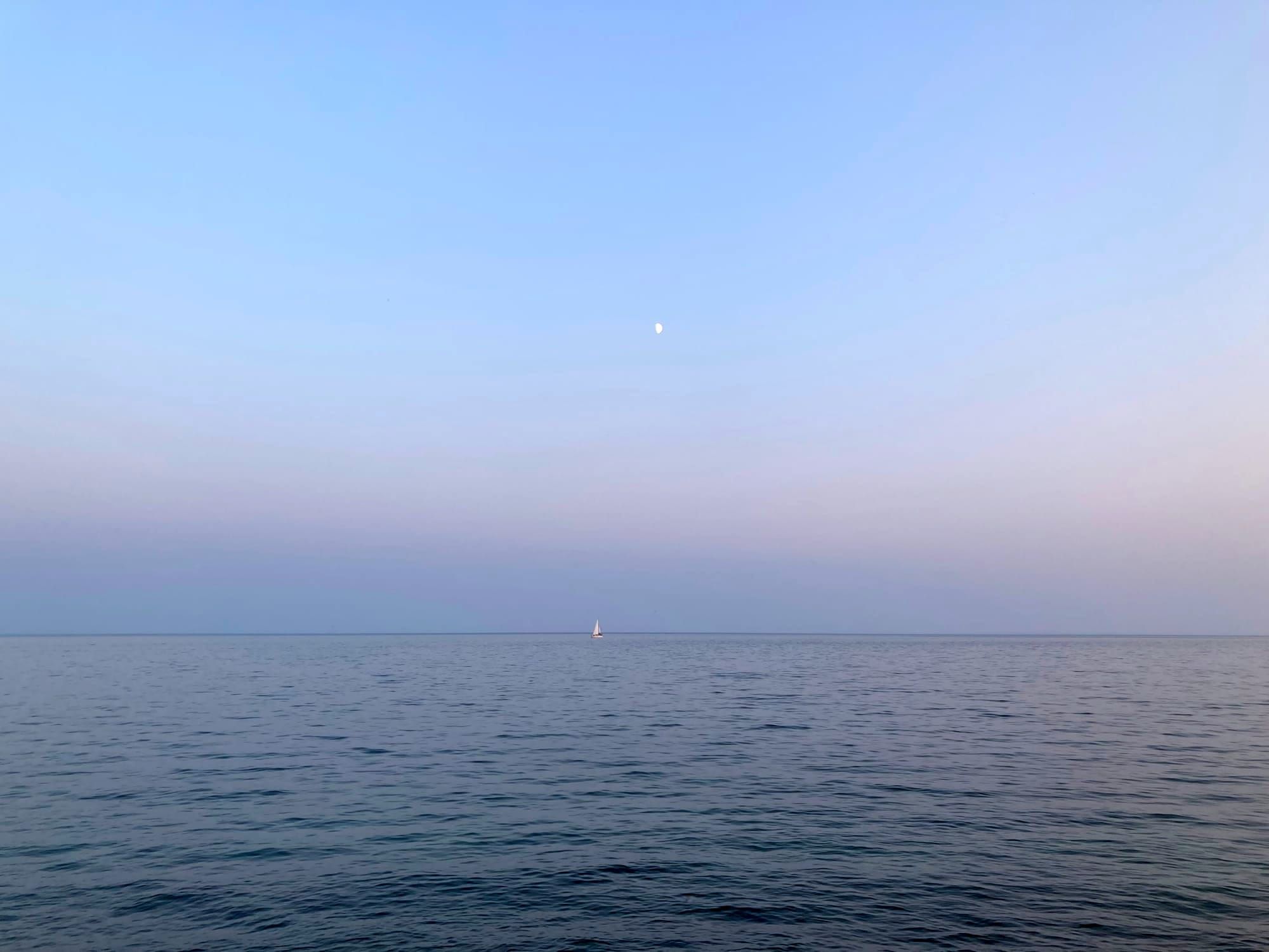 Moonrise above Lake Ontario.