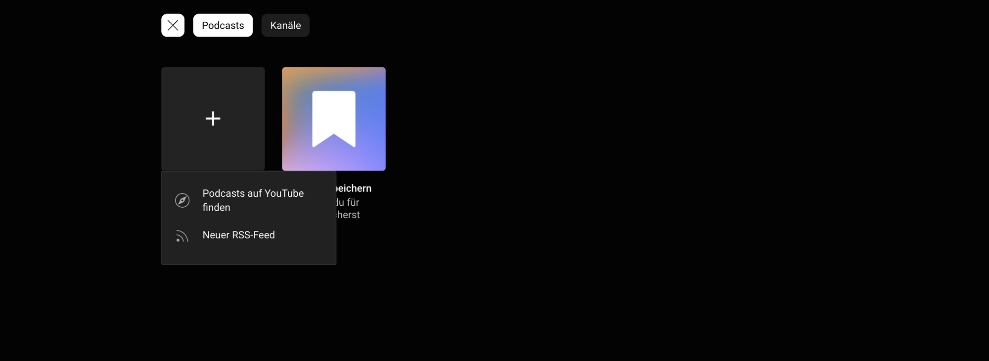 A screenshot of the new RSS feed import function on YouTube Music.