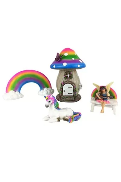 Rainbow Mushroom Fairy House 5 Piece Set-cover