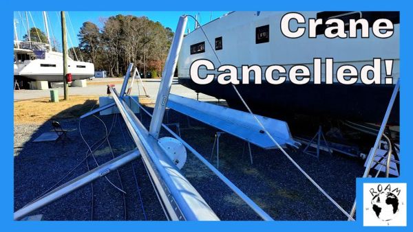 Ongoing refit work aboard a cruising catamaran as systems installation continues during winter.