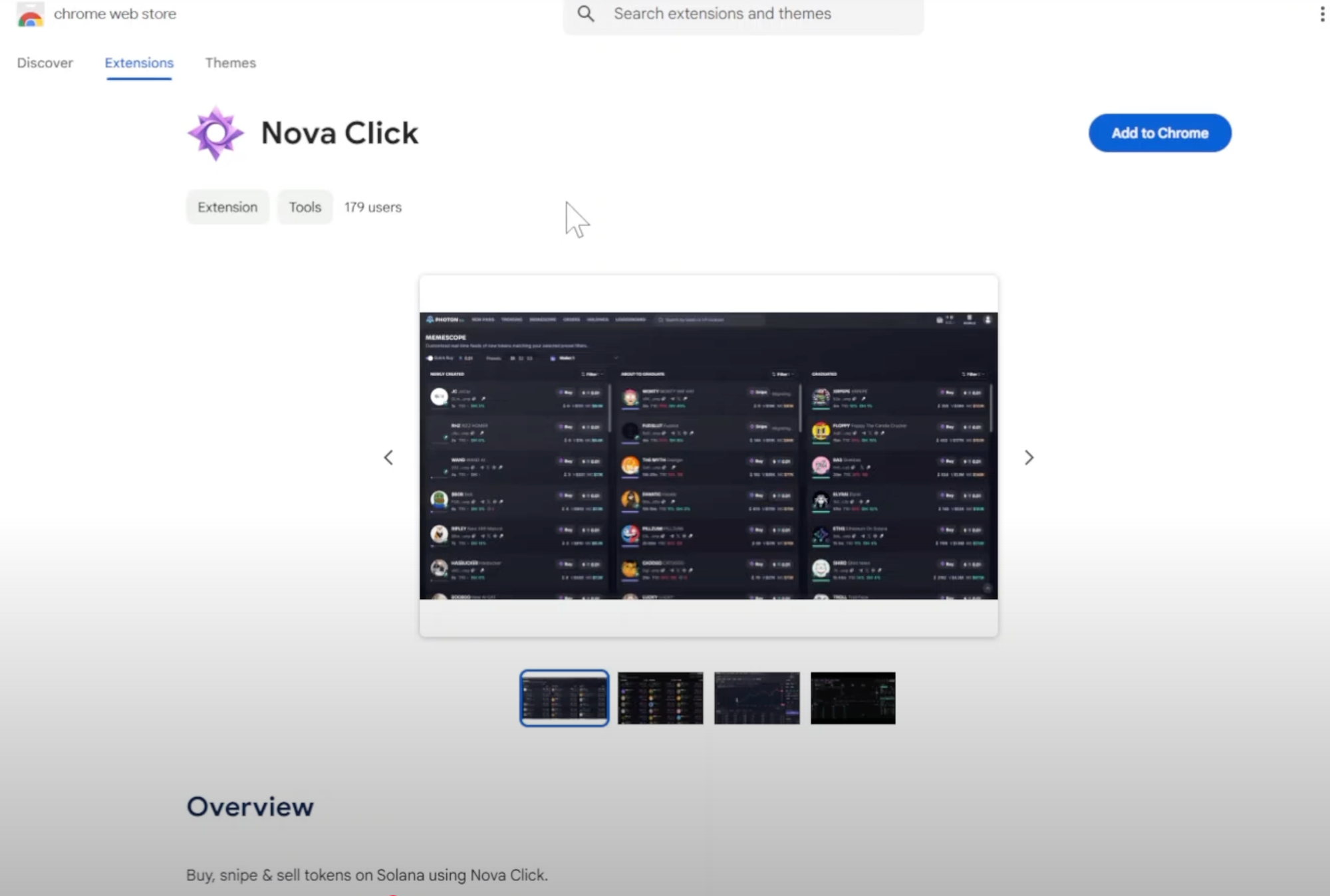Nova Click chrome extension overview