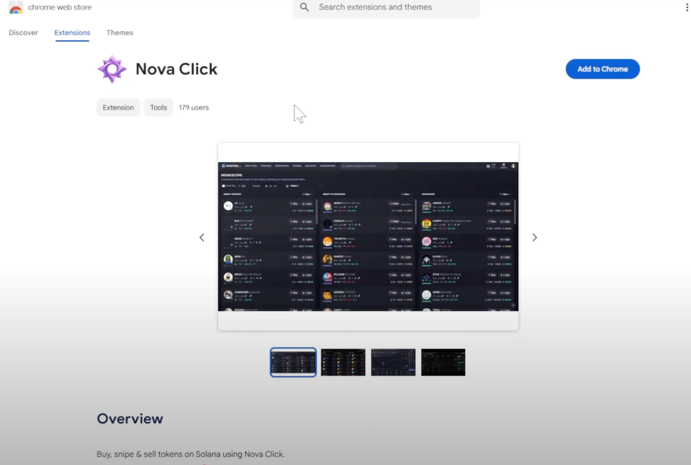 Nova Click Chrome Web Store - Screenshot