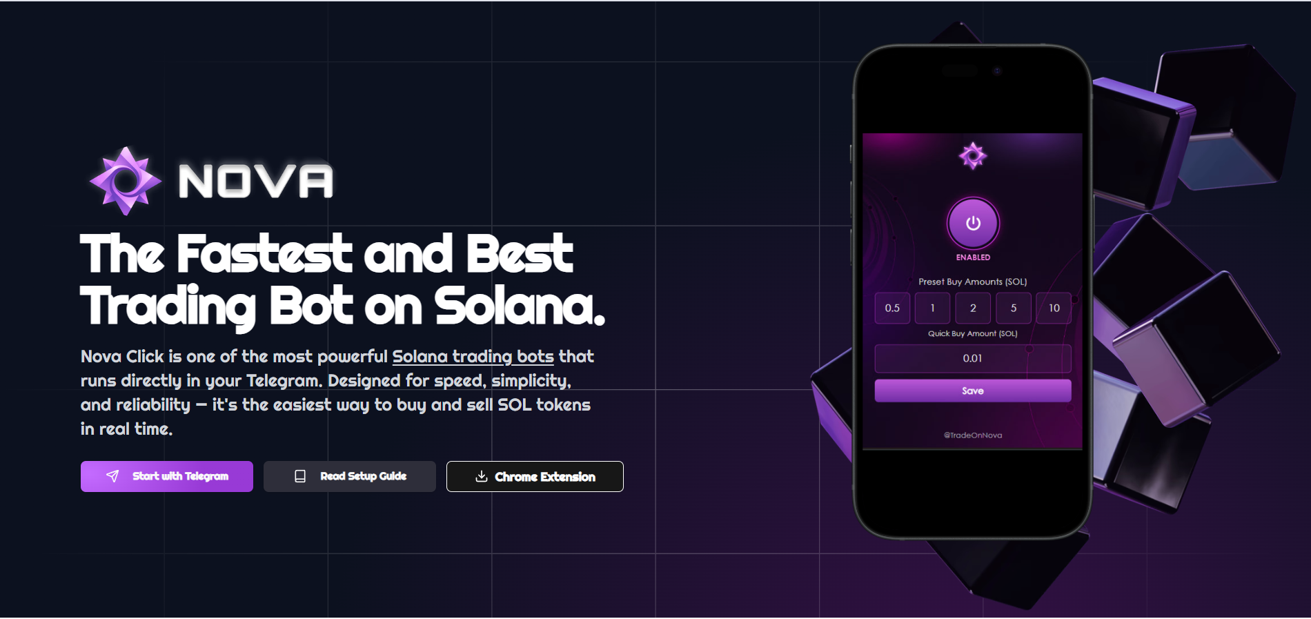 Nova Click homepage screenshot