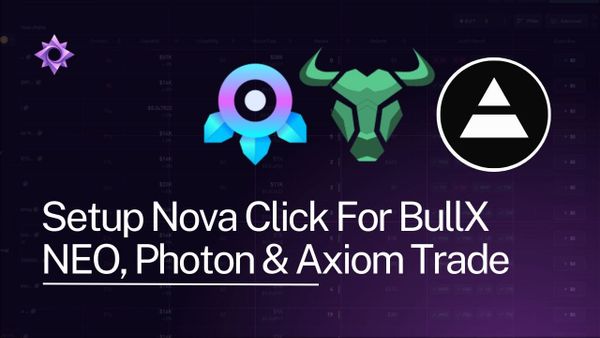 a graphic for Nova Click including logos from BullX NEO, Photon and Axiom Trade