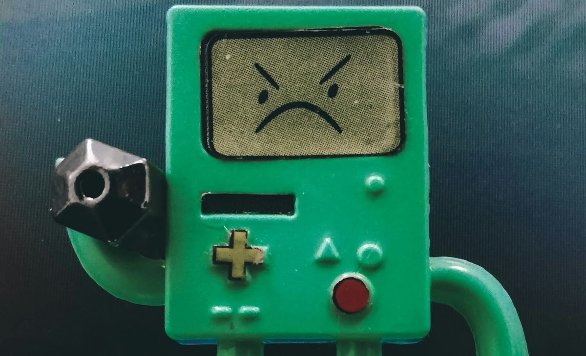 Angry little green game-boy character
