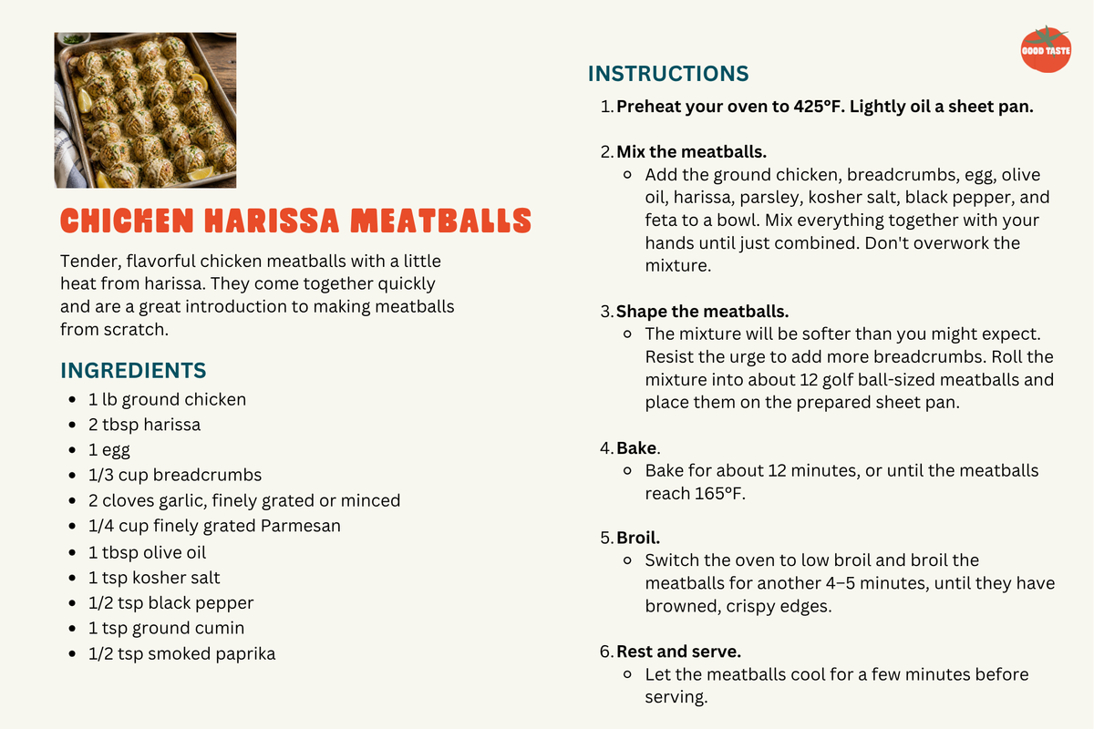 Chicken Harissa Meatballs