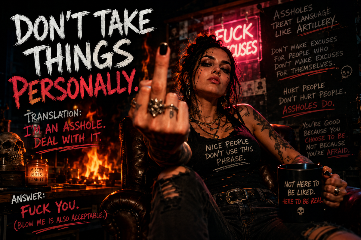 Don't take things personally or, allow me to be an asshole