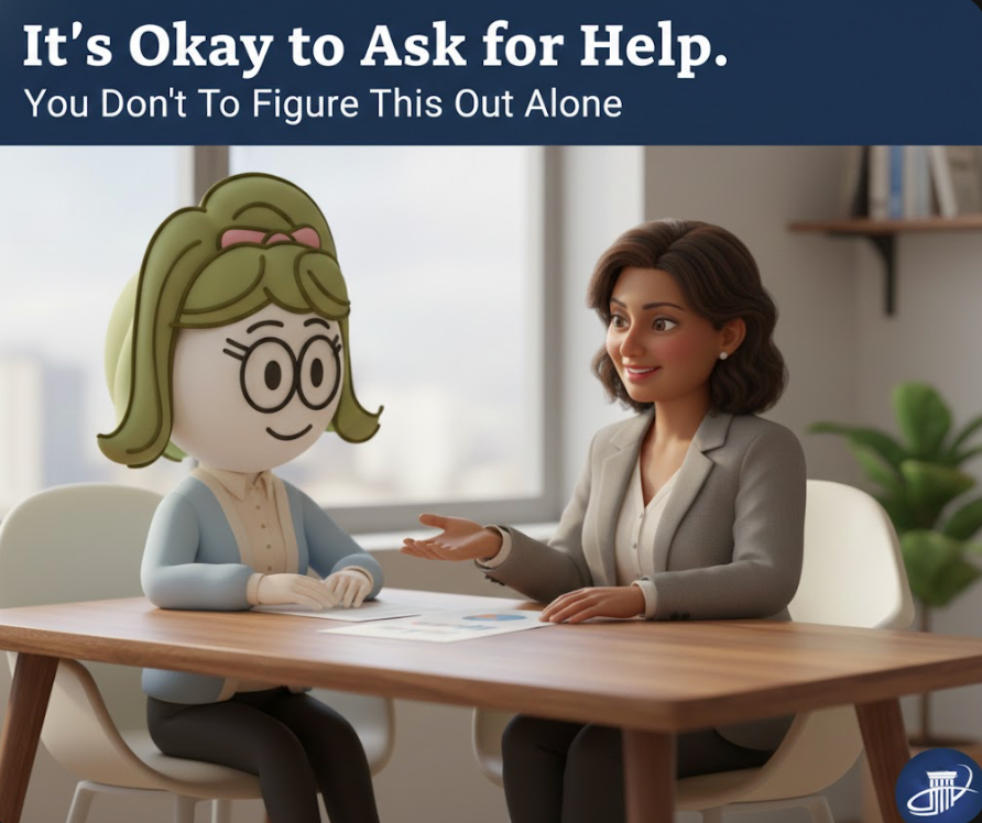 Pinterest pin: Why it is okay to ask for help with money and how professional guidance changes retirement planning