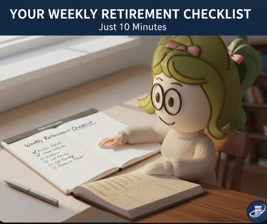 Pinterest pin: The Sunday reset, a simple weekly financial check-in that builds retirement confidence