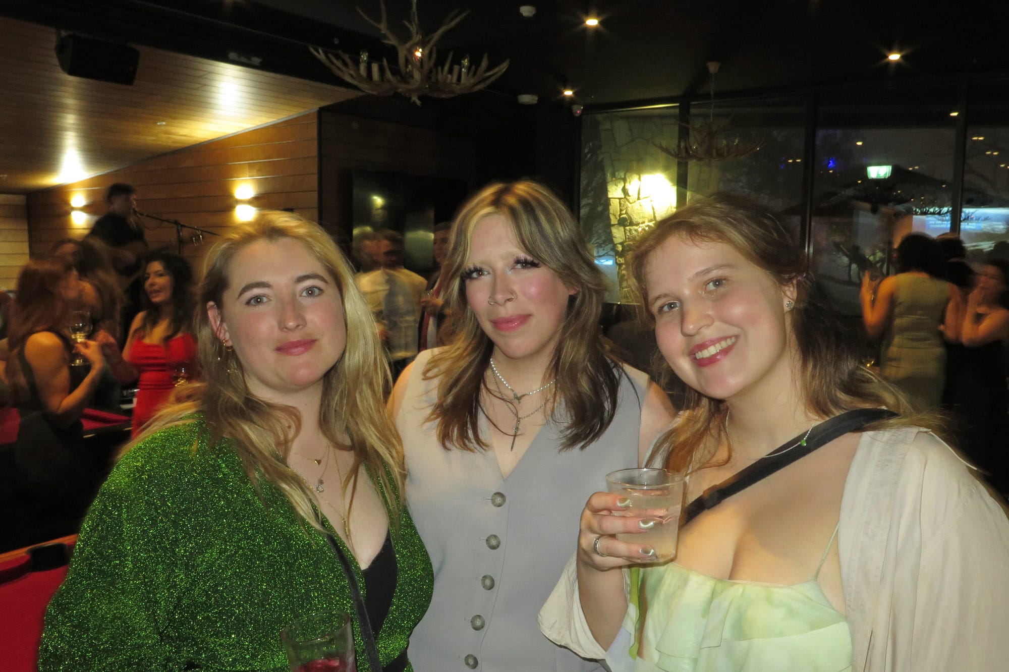 NIGHT OUT: Bella Taylor (left), Georgia Massey and Tash Hilton. 