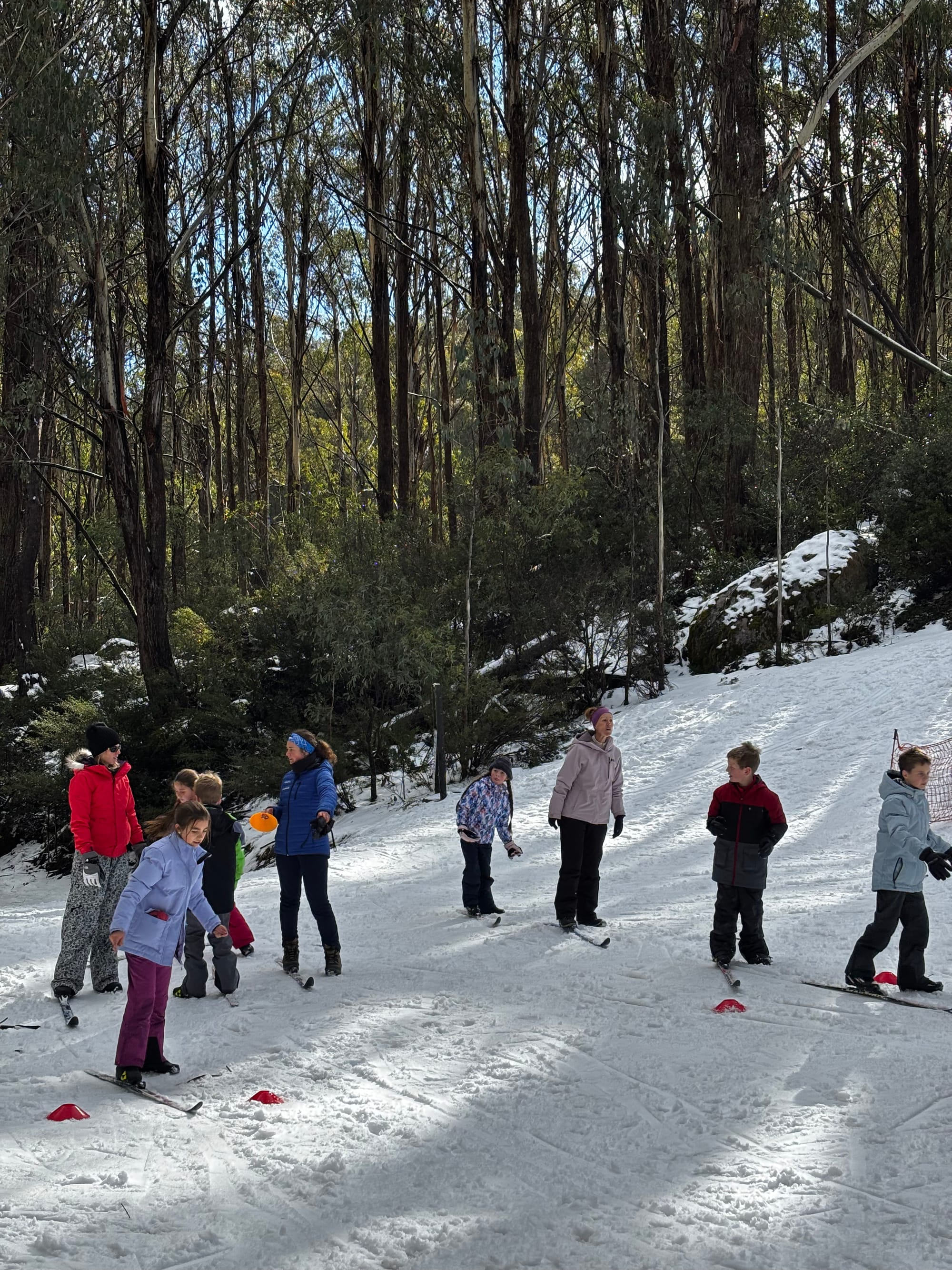 IN TRAINING: There was snow on the ground, as the studenmts embraced their first of four lessons in cross-country skiing.