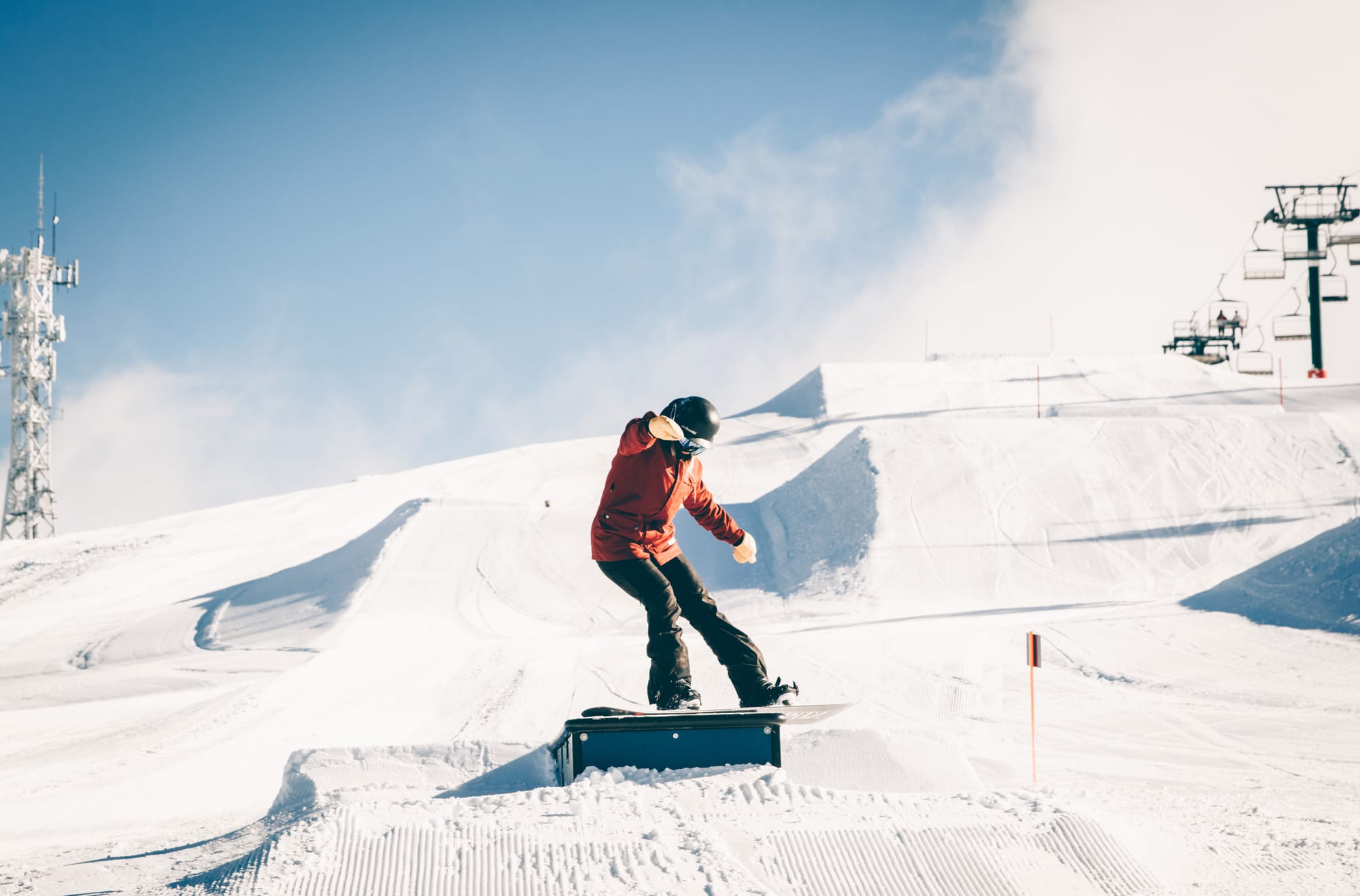 RIGHT MOVES: Mt Hotham's terrain park is a great place to learn tricks. 