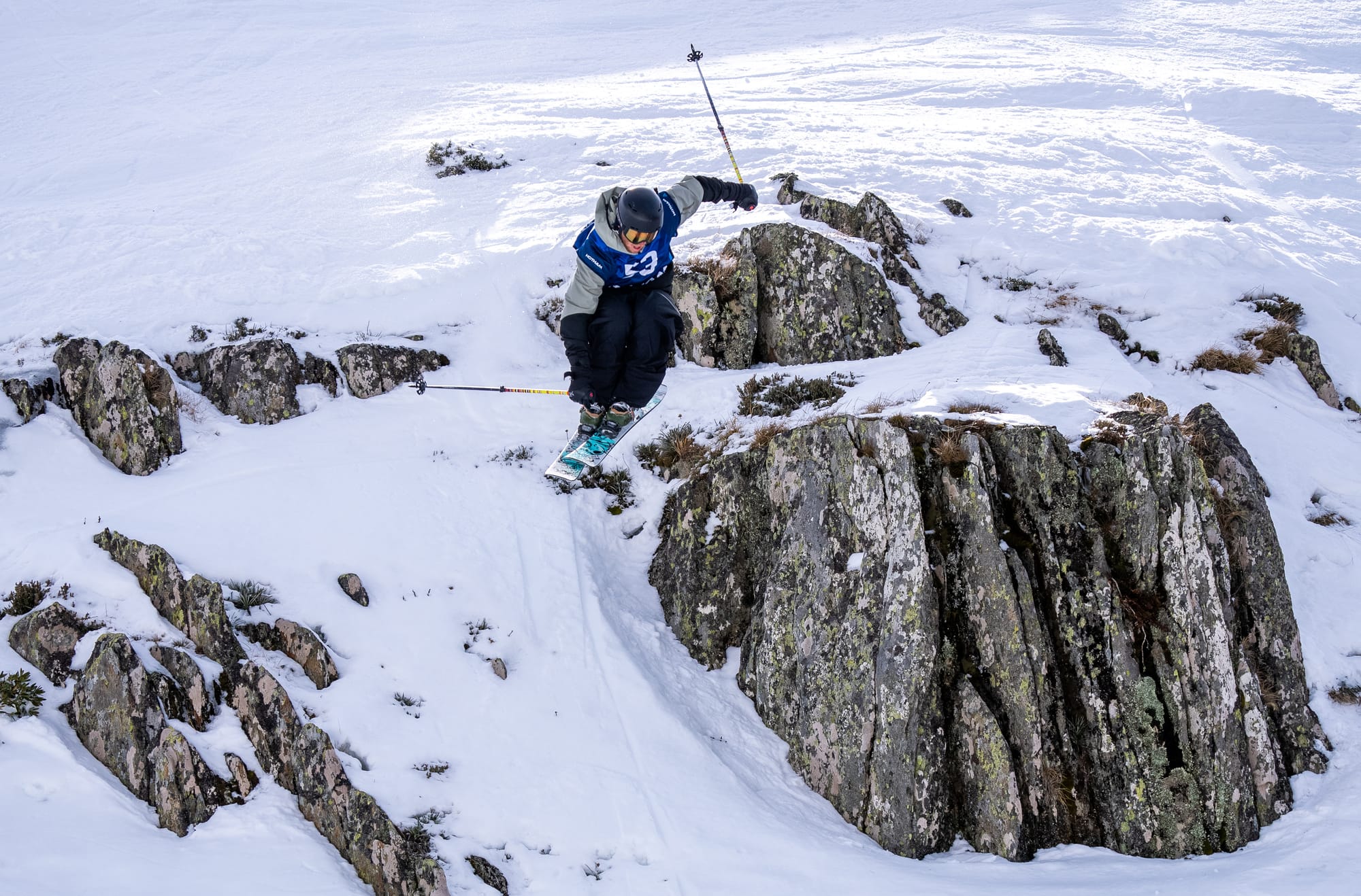 FANTASTIC FREERIDING
More than 200 skiers and snowboarders competed in Australia's first ever certified Freeride World Junior and Freeride World Qualifier events, held at Mt Hotham in August. Max Bardas, who finished just off the podium in the Open Men's division, is pictured navigating the cliff section. PHOTO: Dylan Robinson   
PHOTO: Dylan Robison