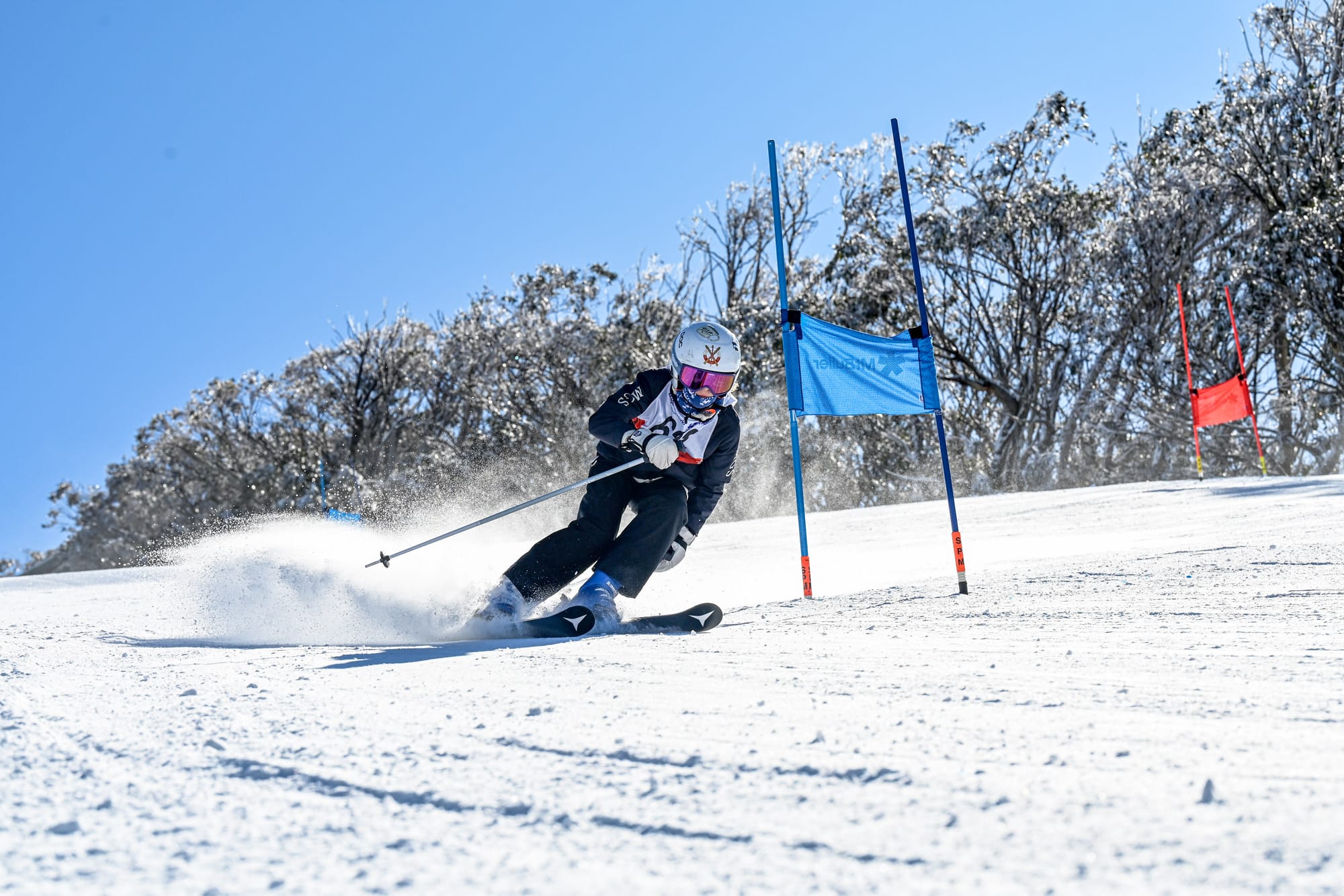 ROUNDING: Taking it easy round the gates of the moguls this young man takes it in his stride.
