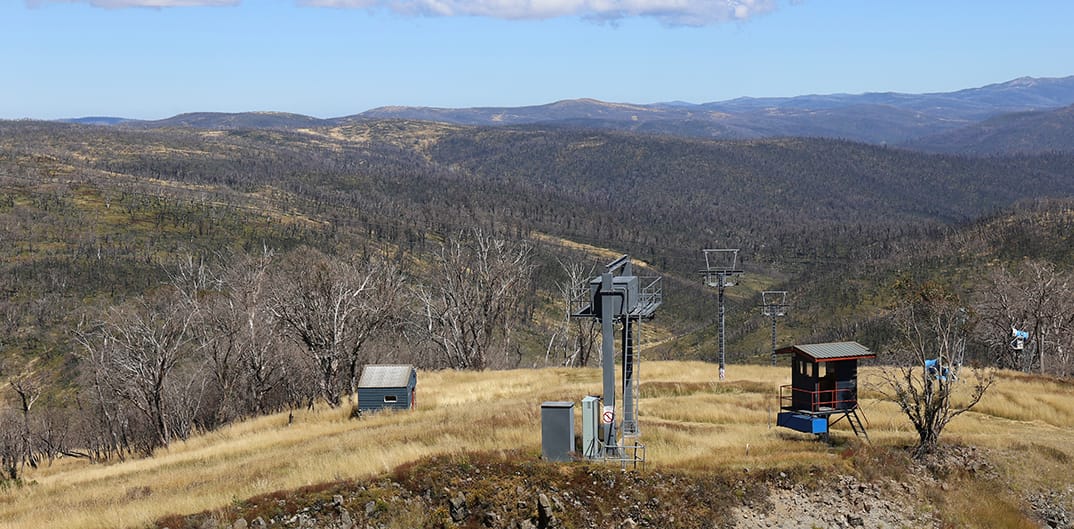 From, Selwyn with noticeable burnt areas of Kosciuszko National Park from the 2020 bushfires.