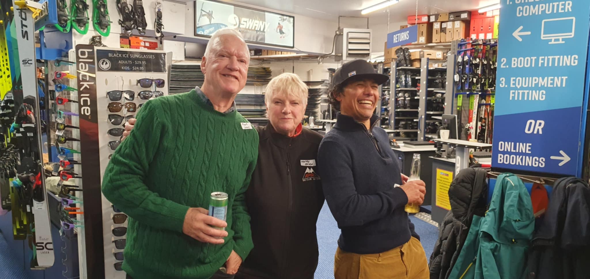 WELCOME: Frank Cannoing (Amber) with Wendy McGee (Apira) and Char Roggan (USC)