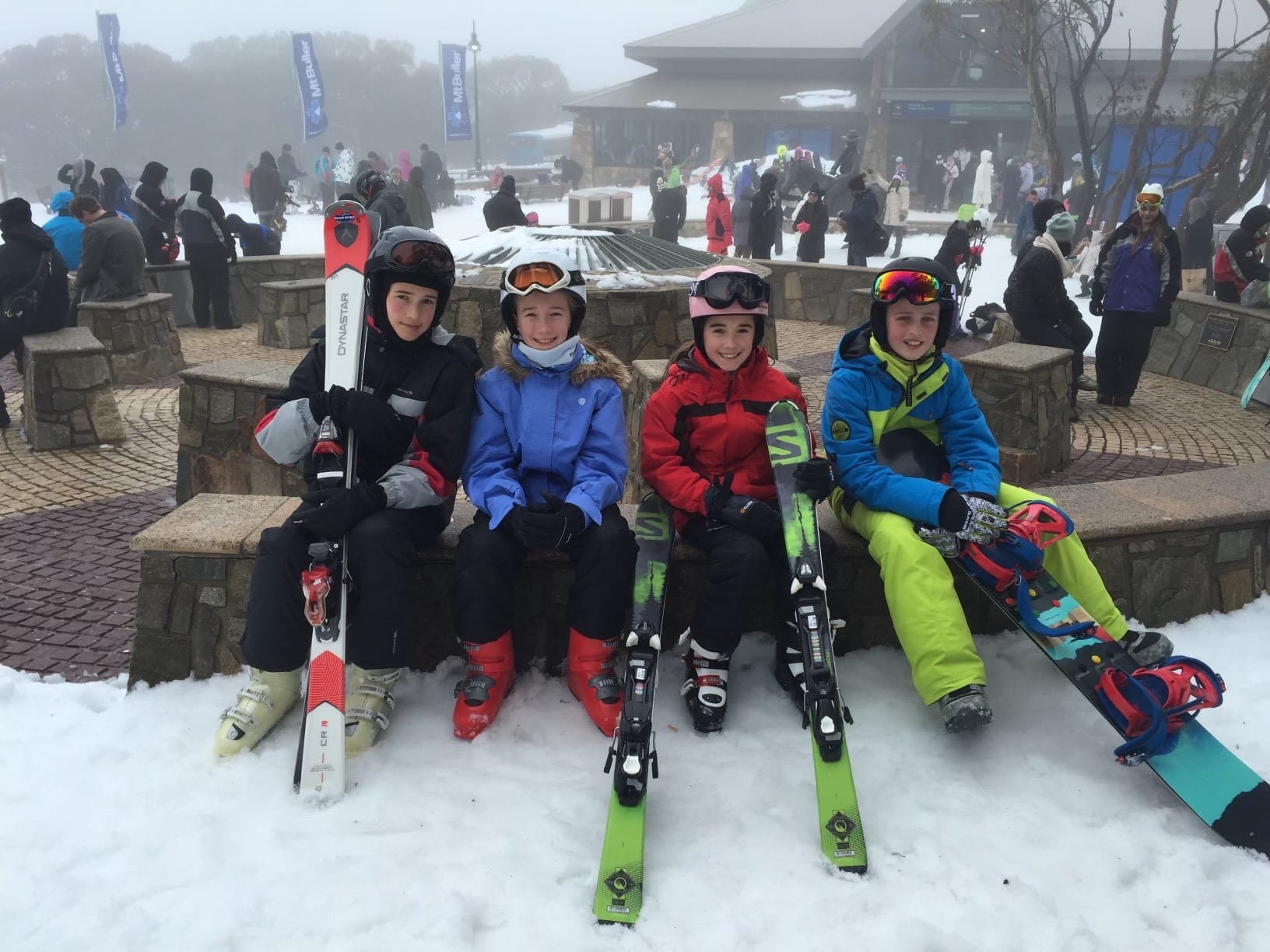 DRESSED TO IMPRESS: Mt Buller skiers wearing Back to the Slopes gear.