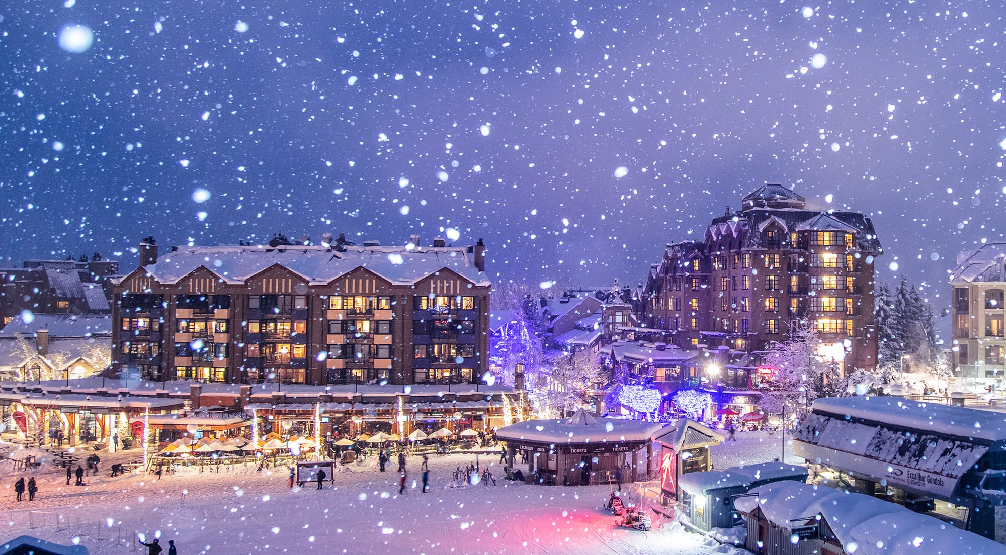 The magical Whistler Village under snowfall. PHOTO: Whistler / Mitch Winton