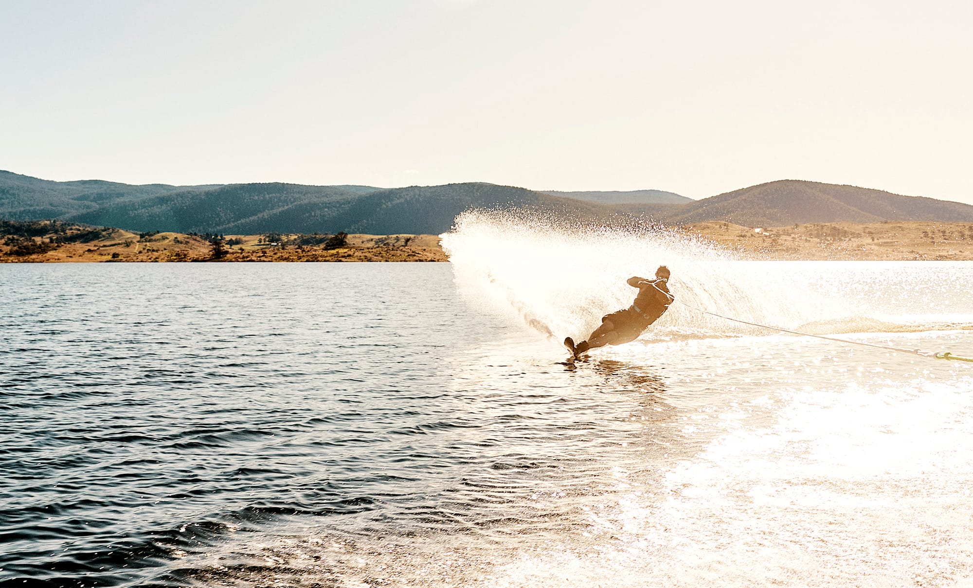 Water skiing on Lake Jindabyne. 