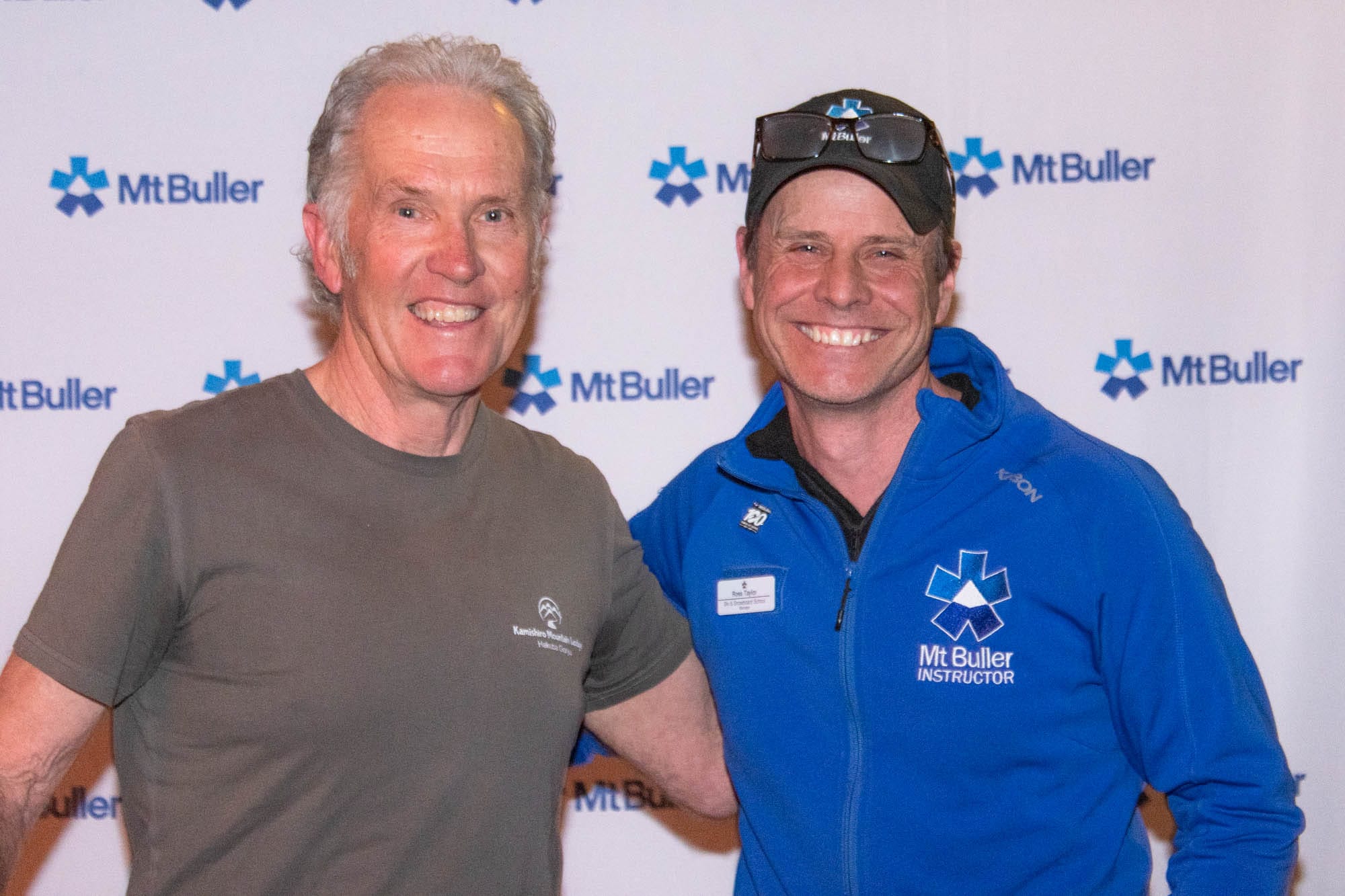 GOOD WORK: John Belchamber (left) celebrated 30 Years of Service with Ross Taylor, ski school manager. 