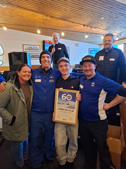 US TOO: Members of the Corio Ski Club receiving their certificate.