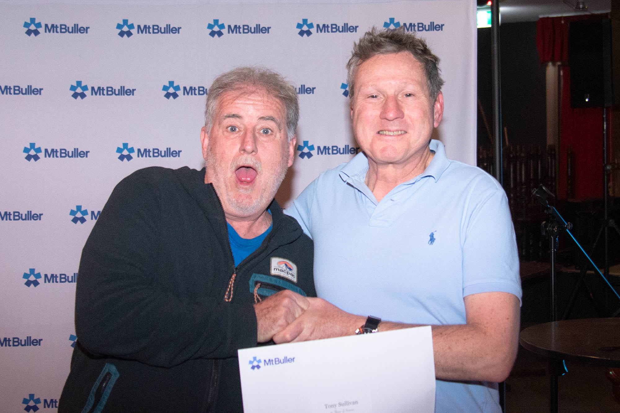 WOW: Tony Sullivan (left) has achieved 35 Years of Service) and Ed Mahon is there to congratulate him. 