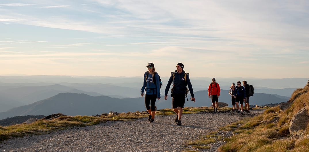 The final circumnavigation on the summit walk to Mt Kosciuszko.