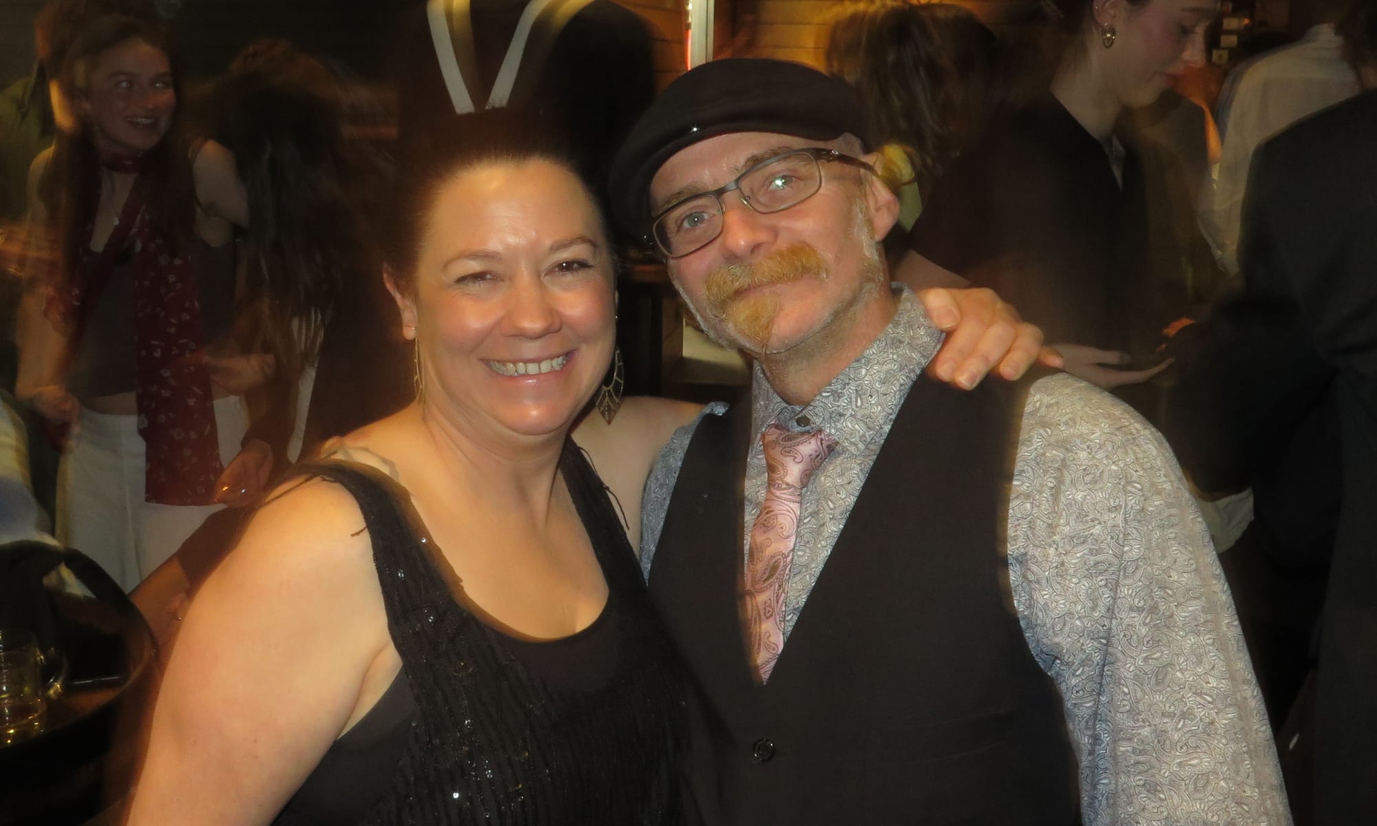 UP CLOSE: Mel Annear and Nathan Beezy among the revellers. 