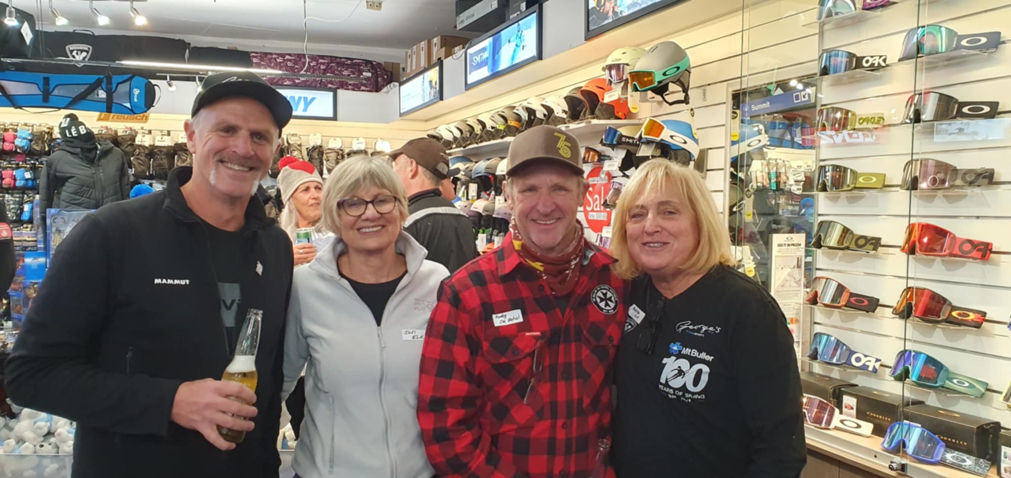 HI THERE: Frank Canning (Amber), Susi (Elk), Andy Laidlaw (Ski patrol) and Andrea Avaitoglou (George's Ski Hire).