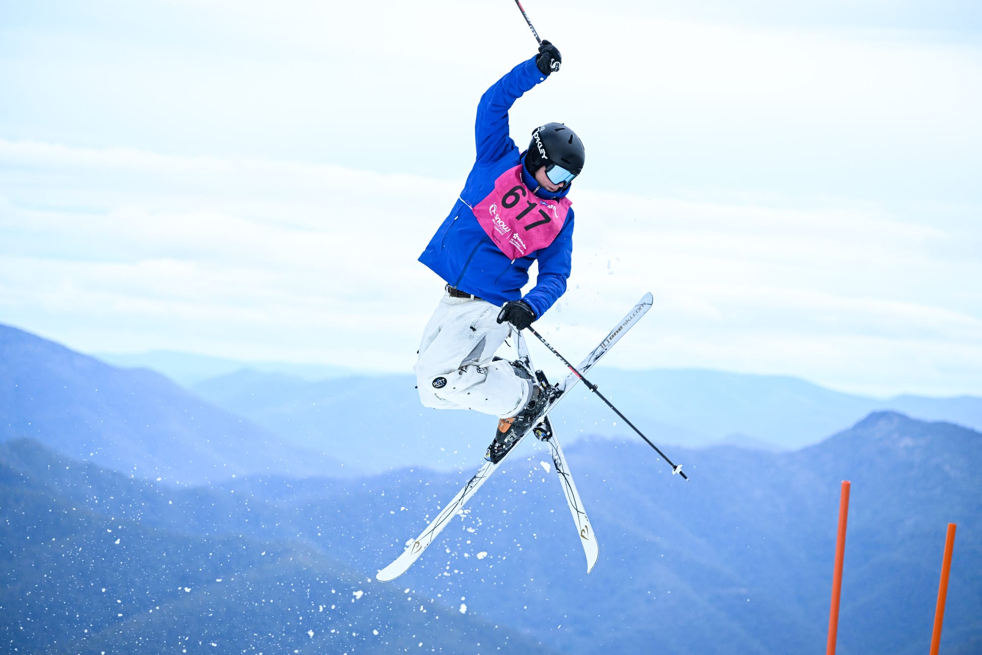 NAILED IT: Hamish Roche nailing the jump in Div 1 Boys moguls.