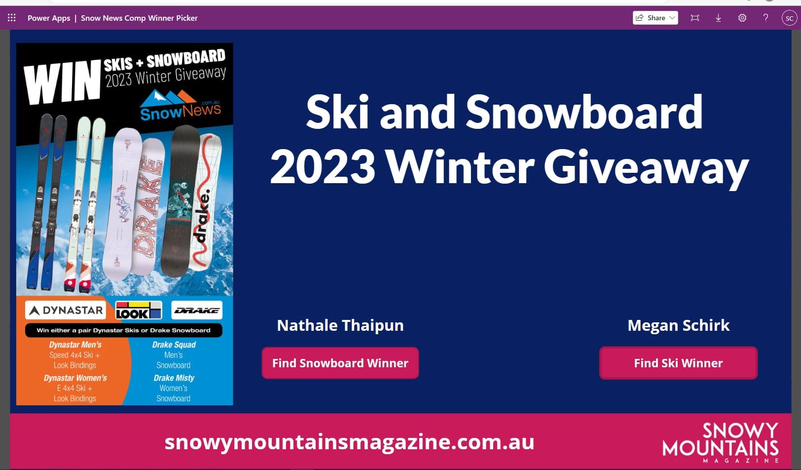 Winners announced in ski and snowboard giveaway Post image