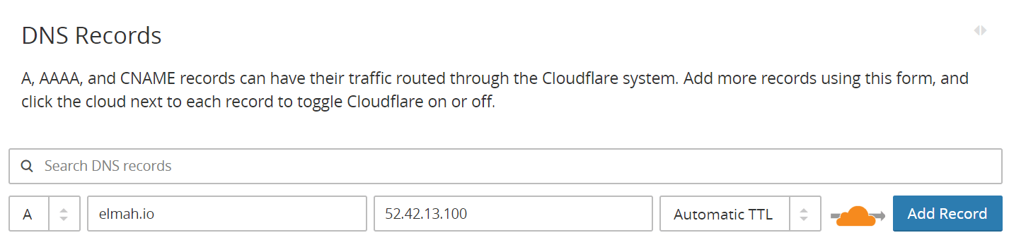 dns record in cloudflare