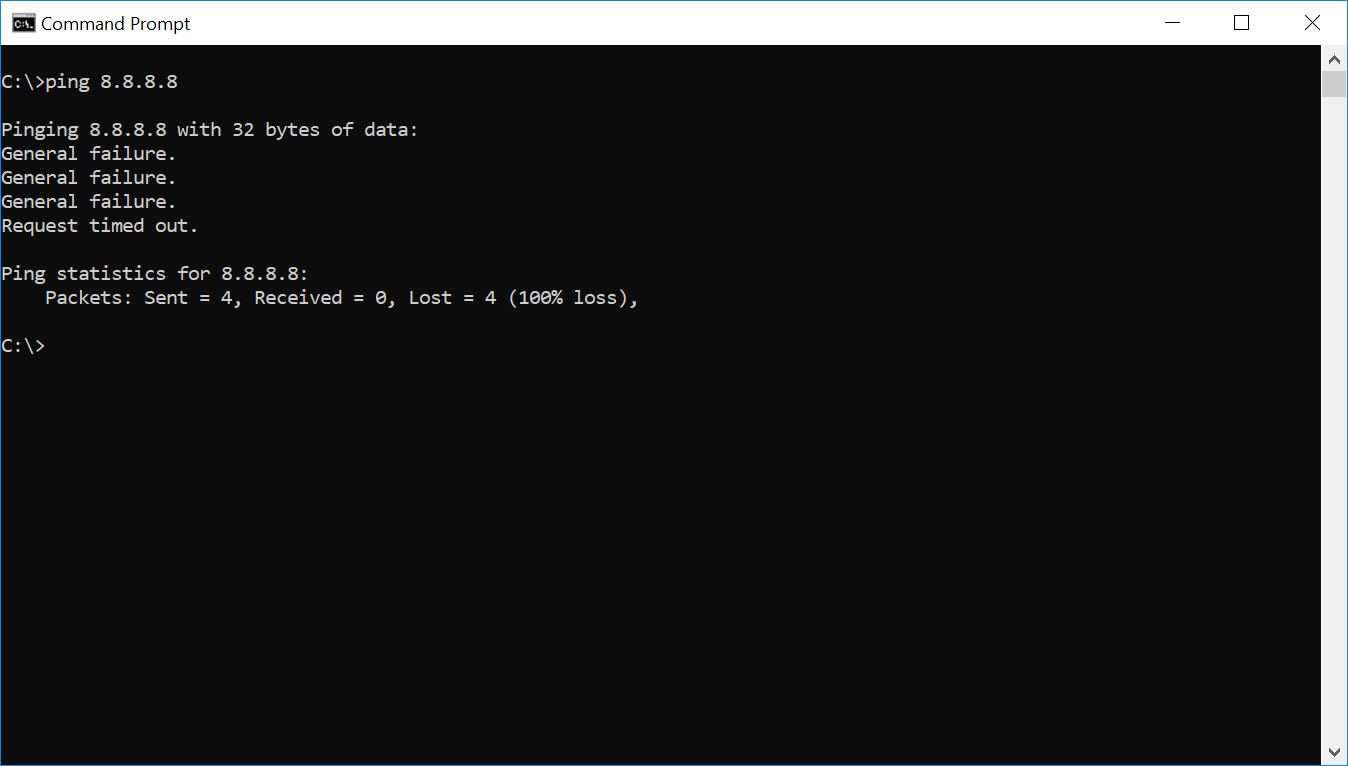 missing internet connection