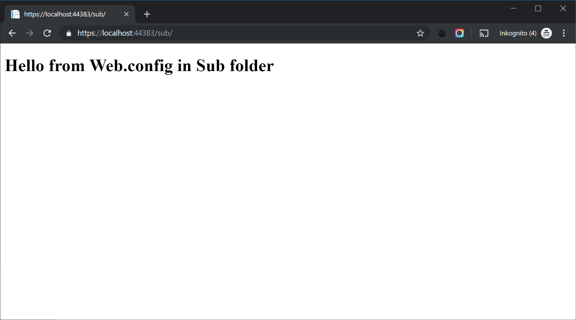 Hello from Web.config in Sub folder