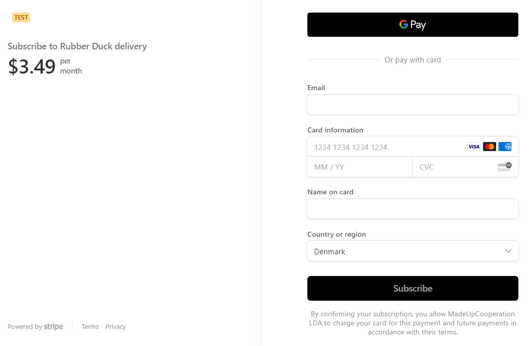 Payment form