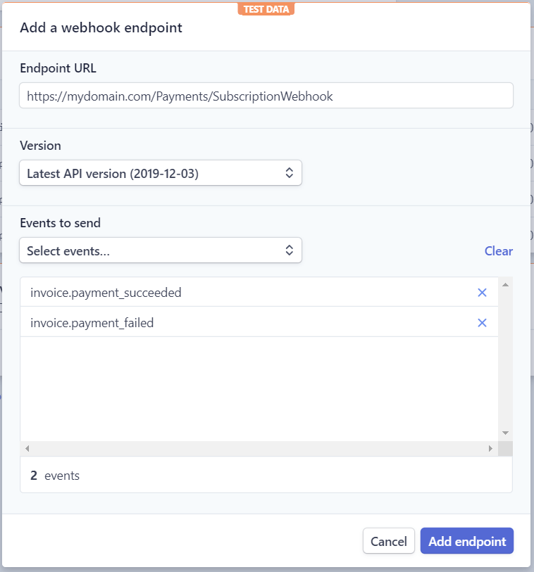 Add a webhook endpoint