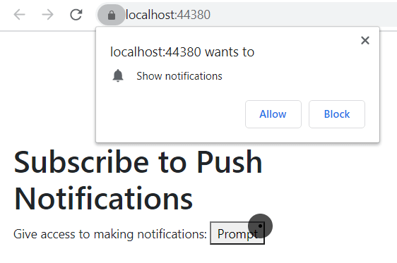 Your desktop browser asking for permission