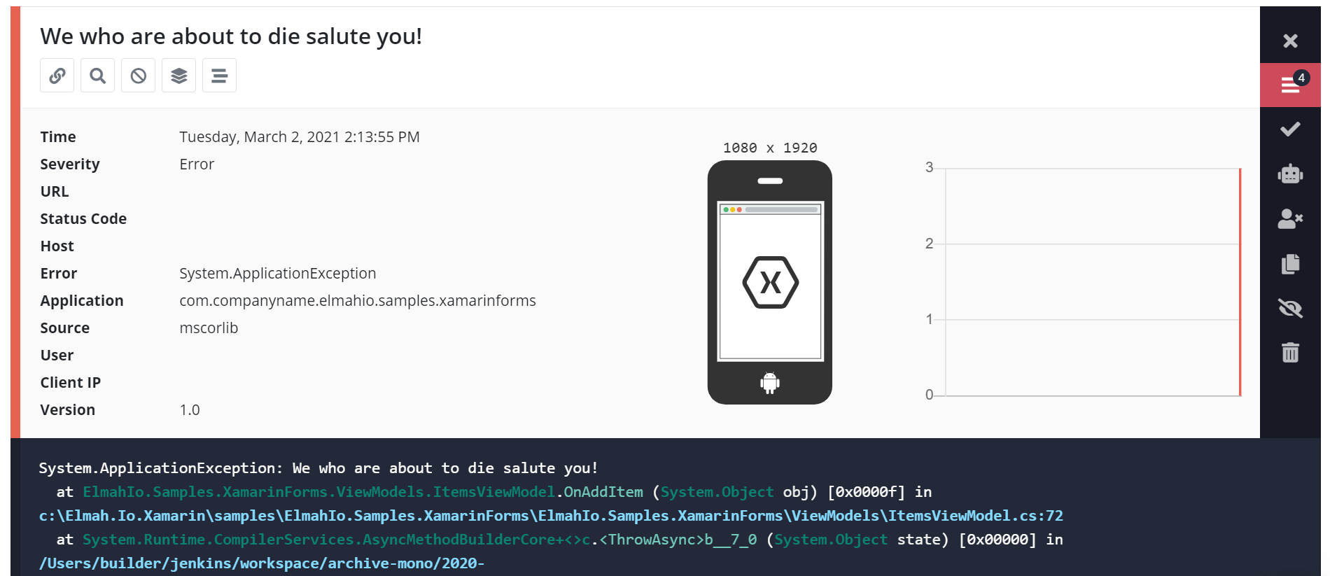 Xamarin error in elmah.io