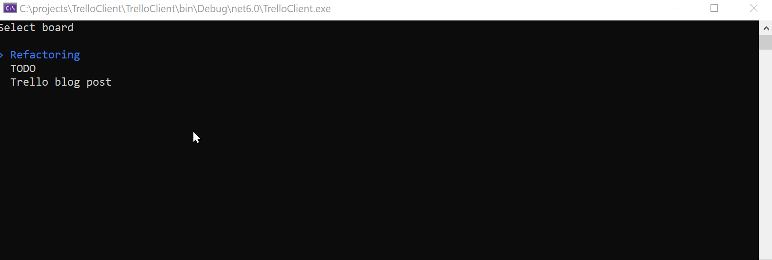 Trello client in action